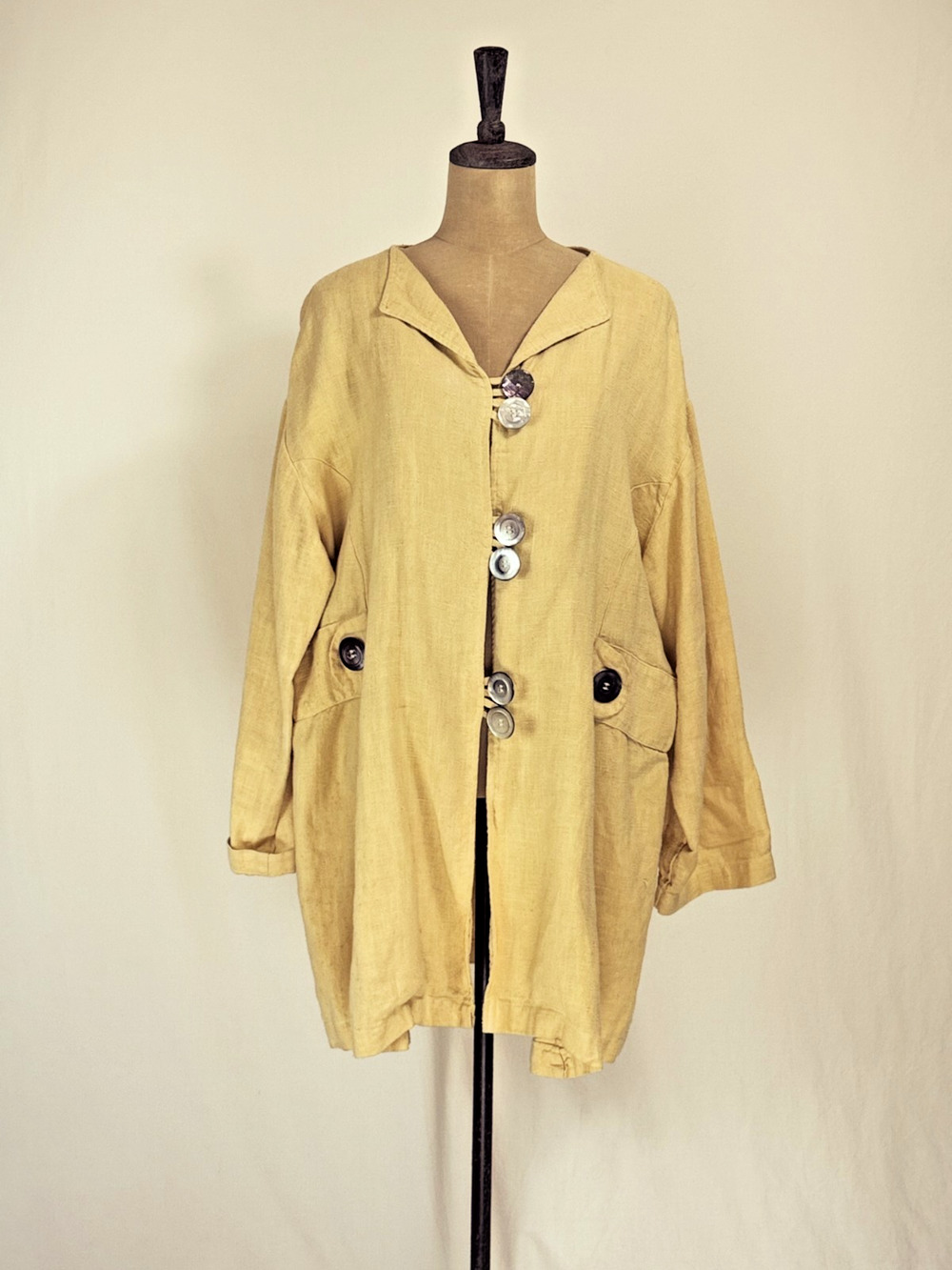 Stunning KRISTA LARSON One Size Yellow Art to Wear Jacket #0045